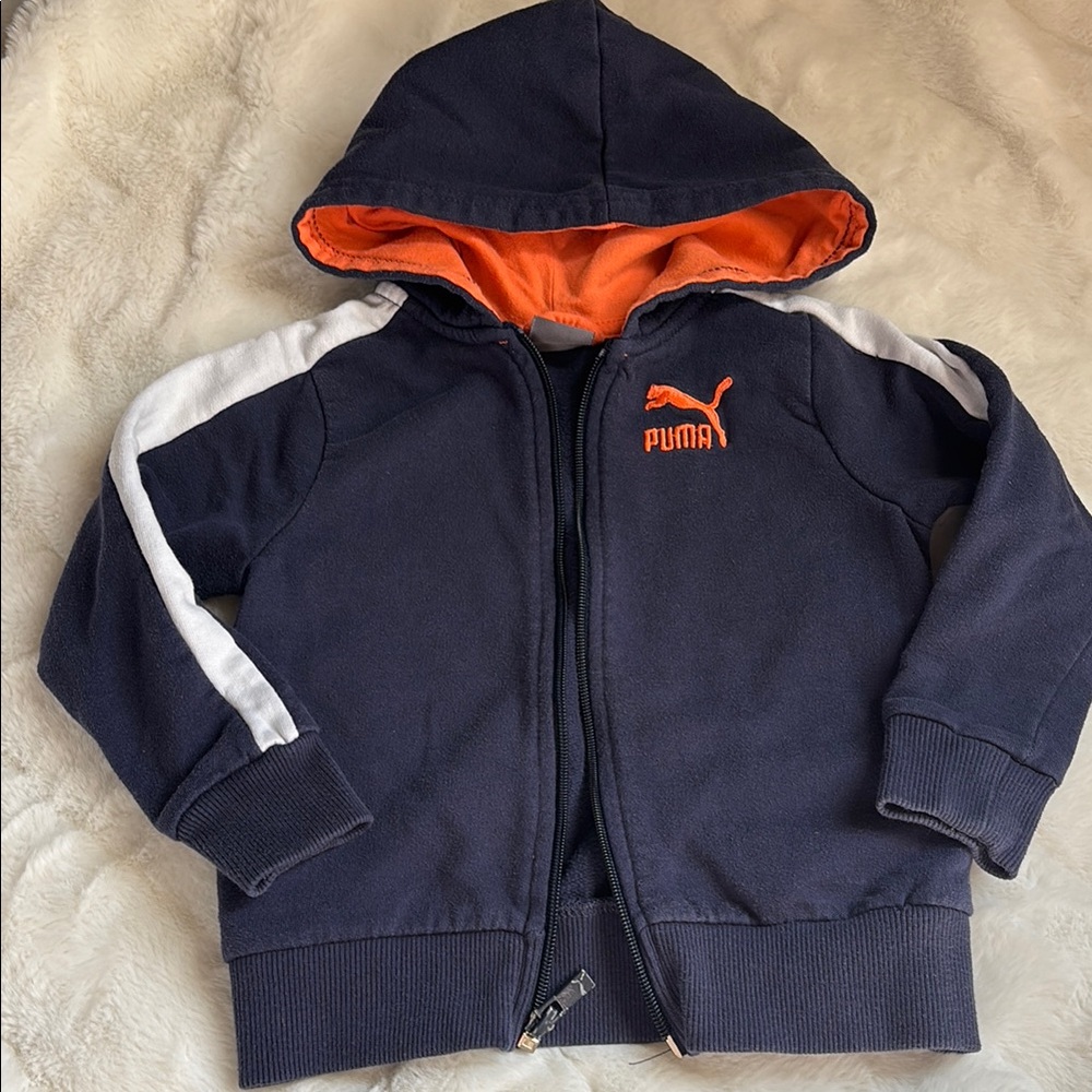 Puma Kids' Navy and Orange Hoodie
